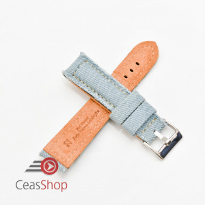 Curea piele si jeans căptușită albastru pal 20mm - 3892019 - Img 2