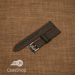 Curea silicon model crocodil neagră cusătură roșie 18mm - 45899 - Img 2