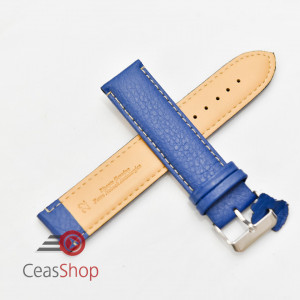 Curea albastră piele vitel captușită, cusătură albă 22mm - 206EL2216 - Img 2
