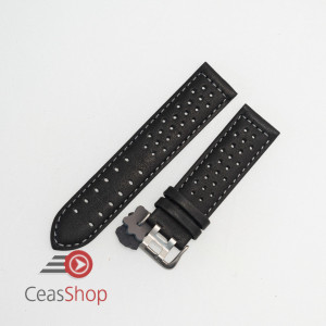 Curea perforata neagra cu cusătură gri 24mm - 3805424