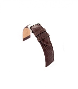 Curea piele de soparla captusita cu finisaj lacuit maro- 20mm -3310220
