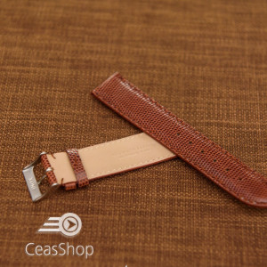 Curea piele de soparla captusita cu finisaj lacuit maro 20mm  - 35437 - Img 3