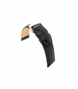 Curea piele de soparla captusita cu finisaj lacuit- neagra- 18mm -3310118