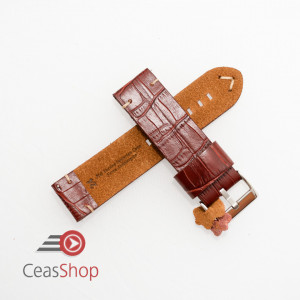 Curea piele maro roșcat model crocodil vintage QR 22mm - 4030822 - Img 2