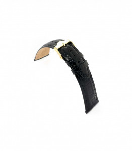 Curea piele model crocodil tip Swatch 19mm neagră - 32801 - Img 3