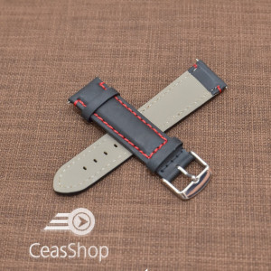 Curea piele neagra Mustang  mata,captusita, cusatura rosie 20mm - 40476 - Img 2