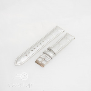 Curea piele vitel argintie crocodil cu catarama argintie 10mm - 51313