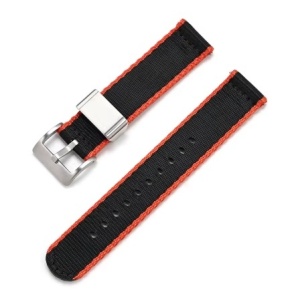 Curea din țesătură de nylon neagra cu portocaliu cu brida metalică 24mm