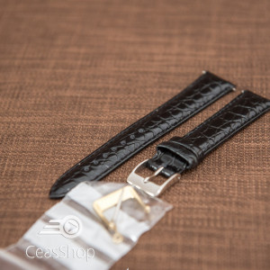 Curea model crocodil captusita neagră finisaj lucios 16mm - 46351