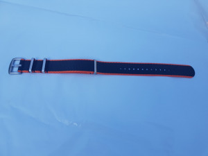 Curea NATO negră cu margine portocalie 22mm - 54080 - Img 2