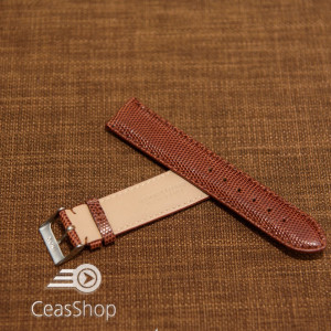 Curea piele de soparla captusita cu finisaj lacuit maro 20mm  - 35437 - Img 4