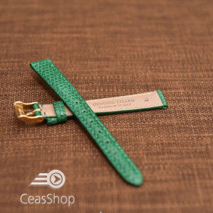 Curea piele de soparla captusita cu finisaj lacuit- verde- 12mm-33686 - Img 3