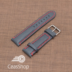 Curea piele neagra Mustang  mata,captusita, cusatura rosie 20mm - 40476 - Img 3
