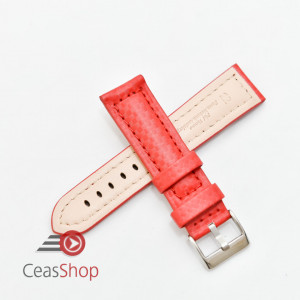 Curea piele tip fibra carbon roșie, căptușită 20mm - 374206 - Img 2