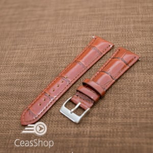 Curea piele vitel, italiană, maro captusită, lucioasă  18mm QR- 33825