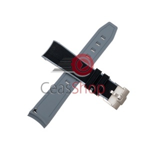 Curea silicon neagră cu margine gri capăt curbat 20mm pentru Omega Swatch - Img 2