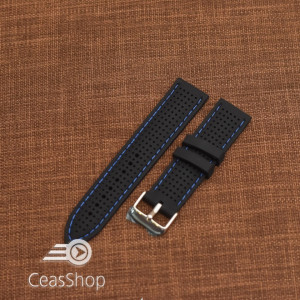 Curea silicon neagra cusaturi albastre 20mm - 47793
