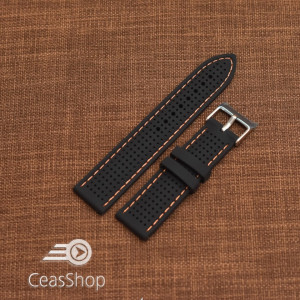 Curea silicon neagra cusaturi portocalii 22mm - 47790