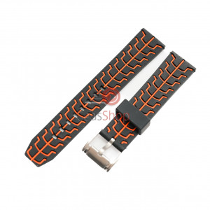 Curea neagra silicon insertii portocalii 20mm - 49660