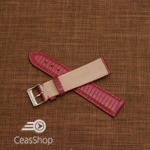 Curea piele de soparla captusita cu finisaj mat vișinie 20mm - 47973 - Img 4
