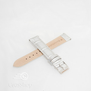 Curea piele vitel argintie crocodil cu catarama argintie 10mm - 51313 - Img 3