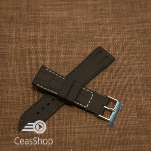 Curea silicon model crocodil neagră cusătură albă 22mm - 45905 - Img 2