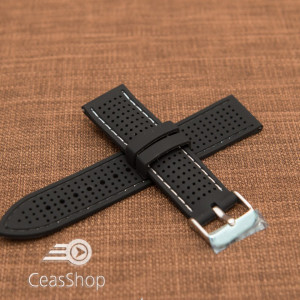 Curea silicon neagra cusaturi albe 22mm - 47786 - Img 2