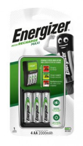 Acumulatori Energizer R6/AA, 2000 mAh - 4 bucati + charger rapid MAXI