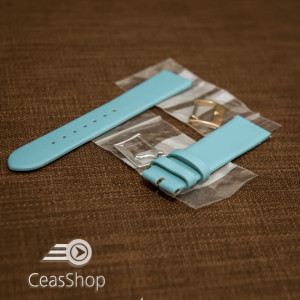 Curea bleu piele vitel plată  14mm - 30697