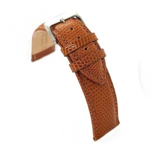 Curea piele de soparla captusita cu finisaj lacuit maron deschis 20mm -3310320