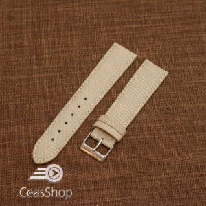 Curea piele de soparla captusita cu finisaj mat bej 18mm - 47952