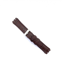 Curea piele model crocodil tip Swatch 17mm maro inchis - 3280221