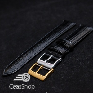 Curea piele soparla tegu captusita neagra 8mm - 38422