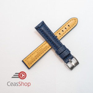 Curea piele tip fibra carbon albastra, cusătură albastră, căptușită 22mm - 3740522 - Img 2