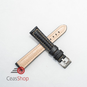 Curea piele tip fibra carbon neagră, cusătură alba, căptușită 24mm - 37424122 - Img 2