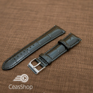 Curea piele vitel, italiană, neagra captusită, lucioasă  18mm QR- 33821