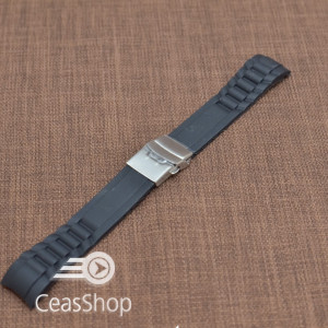 Curea silicon neagra capat curbat 18mm - 47974