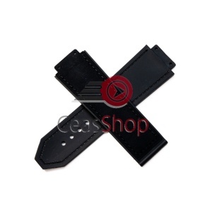 Curea tip Hublot silicon si piele neagră - Img 2