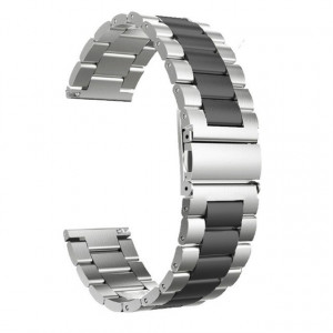 Bratara smartwatch argintie cu negru cu telescop Quick Release 20mm