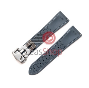 Curea cauciuc FKM Premium gri cusătură albă, pentru OMEGA, telescop QR 22mm