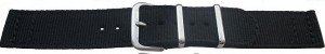 Curea din tesatura de nylon neagra cataramă argintie 20mm - 40023