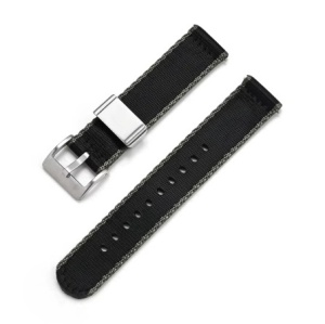 Curea din tesatura de nylon neagra cu gri brida metalică 18mm