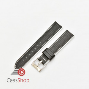 Curea hibrid silicon si piele fibra carbon neagra cu alb 20mm - 4005820