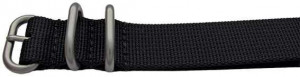 Curea NATO neagră 22mm cu 4 catarame zulu argintii -38071
