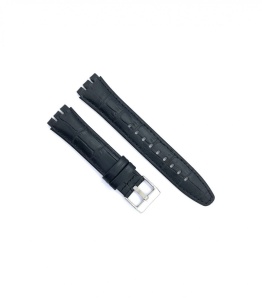 Curea piele model crocodil tip Swatch 17mm neagră - 3280121