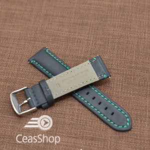 Curea piele neagra Mustang  mata,captusita, cusatura verde 20mm - 40472 - Img 2