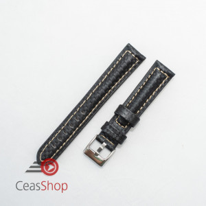 Curea piele tip fibra carbon neagră, cusătură alba, căptușită 20mm - 37420122