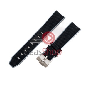 Curea silicon neagră cu margine gri capăt curbat 20mm pentru Omega Swatch