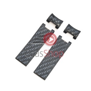 Curea silicon neagră, cu model, fără cataramă pentru Ulysse Nardin 22mm