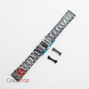 Bratara neagra deployant capat drept si curbat 18mm